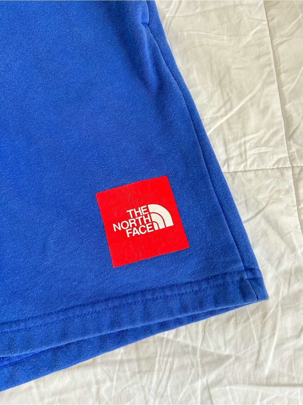 The North Face Men's Royal Blue Athletic Shorts with Red Logo